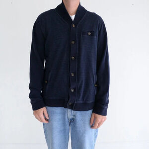 Ted Baker London Navy Cotton Blend Button Up  Cardigan Sweater Size 5